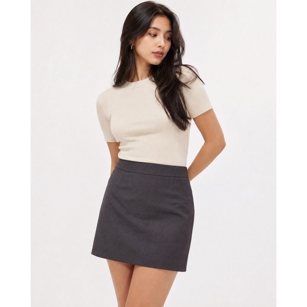 Mini Skirt Y2K Office Siren Dark Academia Purple Italian Silk Lined Vintage Sz 2